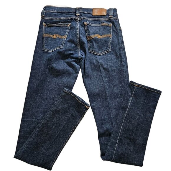 Nudie Jeans Mens 29x34 Blue Dark Straigh Leg Stretch Italy Organic Cotton Preppy - Picture 16 of 16